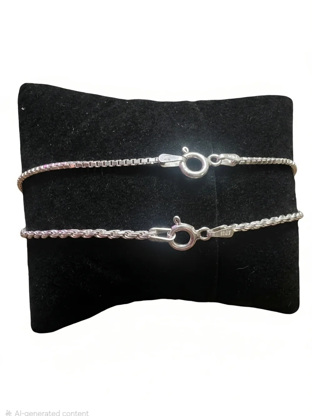 .925 Sterling Silver Rope & Box Chain Bracelets 7.5in Unisex